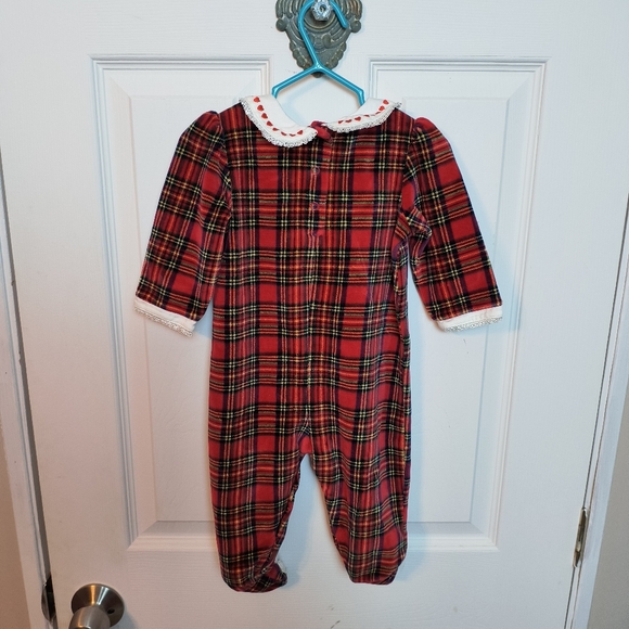 First Impressions Velour Christmas Print/Plaid size 3/6 M - Picture 8 of 8